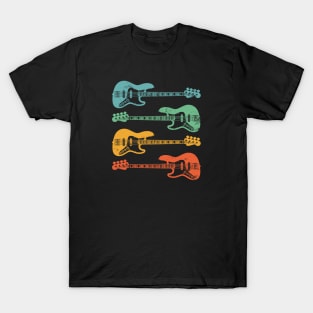 J-Style Bass Guitar Cool Retro Colors T-Shirt